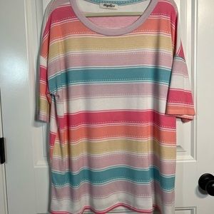 Plus Size Multi Colored Striped Summer Blouse 2X